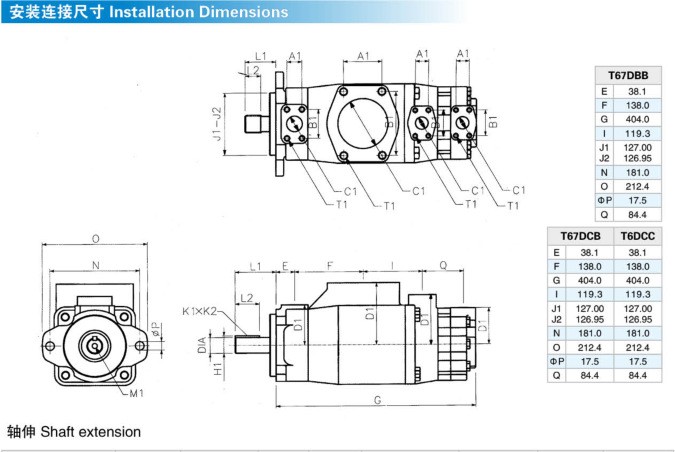De Vinpomp van T6DC T6cc Denison, Hoge druk Hydraulische Pomp voor Techniekmachines